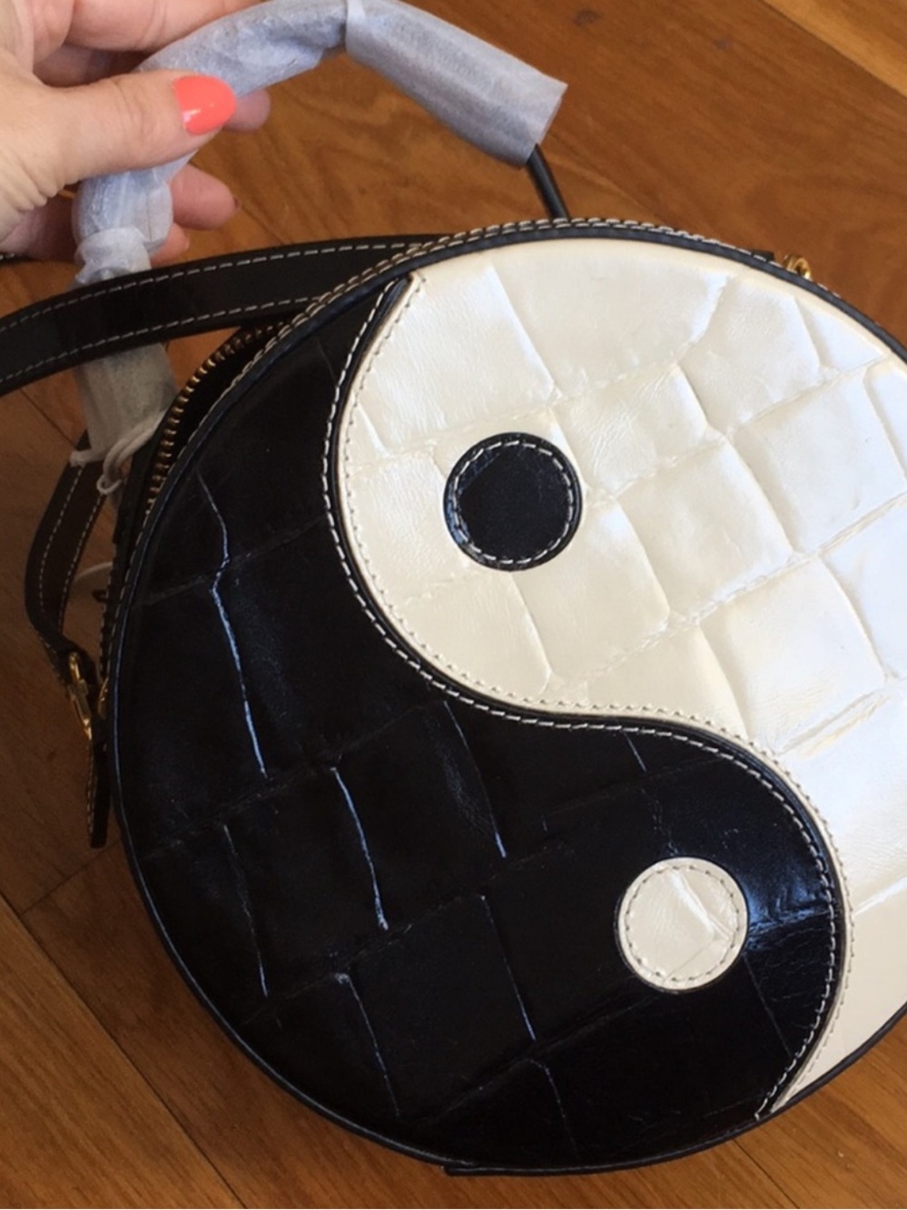 STAUD Yin Yang Circle Bag Black White